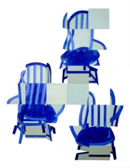 Susan Weil, Blue Chairs, 1997, Acrylic on aluminum, 72.5 x 55&quot;