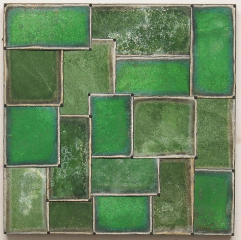 Nathan Slate Joseph, Cut Green, 2003, Pure color pigment on galvanized steel, 24 x 24&quot;