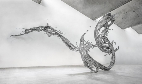 Zheng Lu, Water Dripping - Splashing, 2014, stainless steel, 181.1 x 131.9 x 114.2 inches/460 x 335 x 290 cm