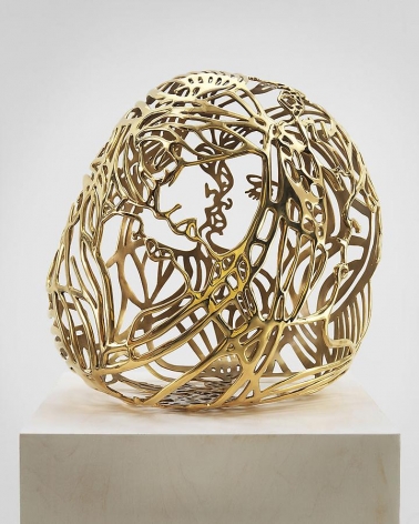 Ghada Amer, Baisers #1, 2012, gold plated bronze, 22.5 x 16 x 20 inches