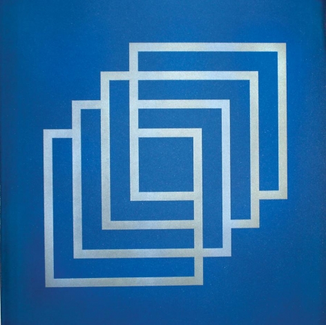 Lulwah Al-Homoud, The Infinite Cube (blue), silkscreen on paper, 46.8 x 35.6 inches inches