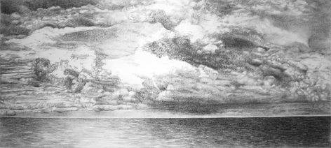 Horizon: Home Bound, 2016, charcoal on paper,&nbsp;53.5 x 106.3 inches/136 x 270 cm