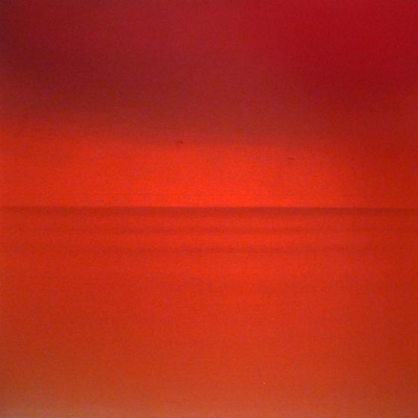 Miya Ando, Ephemeral Deep Red, 2014, dye, pigment, lacquer, resin on aluminum, 36 x 36 inches/91.4 x 91.4 cm