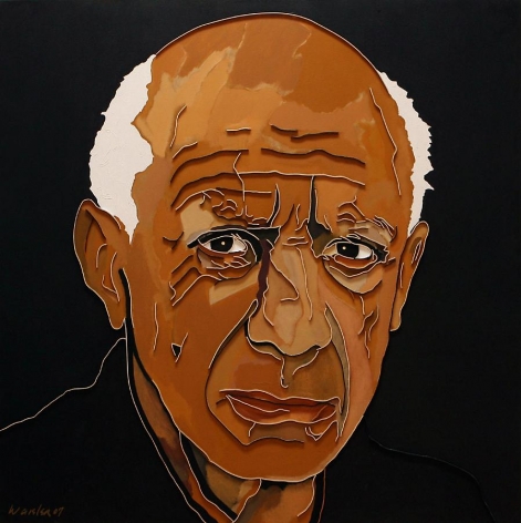 Lee Waisler, Picasso, 2007, mixed media on canvas, 50 x 50 inches