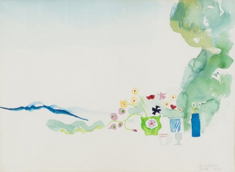 , Mont Amiata, 1965, watercolor on paper, framed size: 15 x 19 inches
