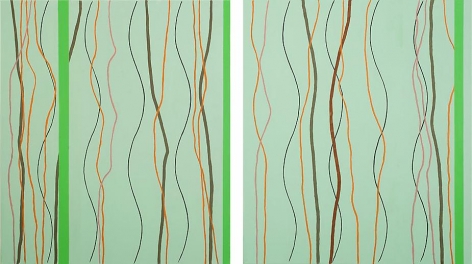 One-Two, 2010, acrylic on canvas, Diptych 30 x 26 inches (54 inches overall)