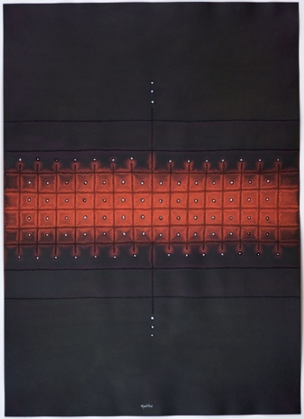 Sohan Qadri,&nbsp;Agamas, 2008, ink and dye on paper,&nbsp;39 x 55 inches/99.1 x 139.7 cm