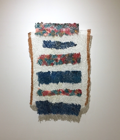 Neha Vedpathak, Deconstructed Flag, 2017, handmade paper, acrylic paint, thread, 39 x 26 inches/99 x 66 cm