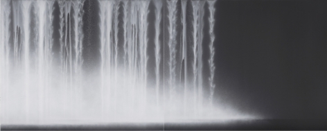 Waterfall, 2014, Acrylic pigments on Japanese mulberry paper, 71.6 x 179 inches/182 x 455 cm
