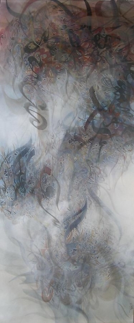 Khaled Al-Saa&rsquo;i, About Paradise II, 2011, acrylic on canvas, 82.7 x 35.4 inches