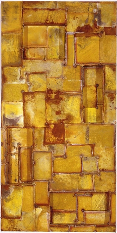 Latin Yellow, 2003, Pure pigment on galvanized steel, 30 x 60&quot;