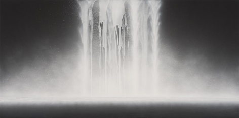 Hiroshi Senju, Waterfall, 2014, natural pigments on Japanese mulberry paper, 39.4 x 78.75 inches