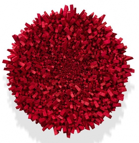 Chun Kwang Young, Aggregation 18 - OC060 (Star 6), 2018, mixed media with Korean mulberry paper, 43.25&nbsp;inches/110 cm tondo