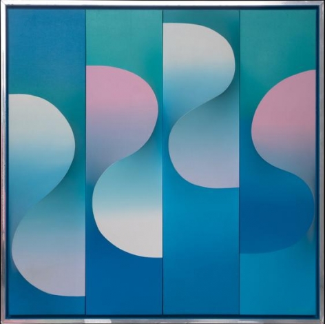 Anthony Poon, Untitled (3D Blue Waves), undated, acrylic on canvas, 36 x 36 x 5 inches/92 x 92 x 13 cm.