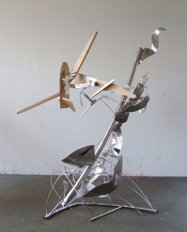 Shake It and Break It, 2010, stainless steel, wood, industrial paint, 87&nbsp;x 68 x 46.25&nbsp;inches/221 x 172.7 x 117.4 cm