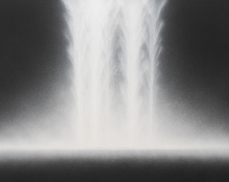 Hiroshi Senju, Waterfall, 2018, natural pigments on Japanese mulberry paper mounted on board, 28.7 x 35.8 inches/73 x 91 cm