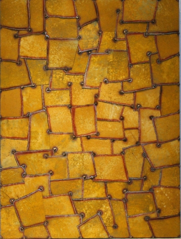 Rujistan Yellow, 2006, Pure color pigment on galvanized steel, 48 x 36&quot;