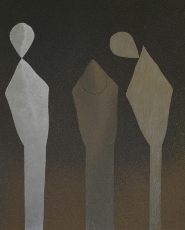 3 Figures, 2021, mixed media on canvas, 70 x 56 inches/177.8 x 142.2 cm