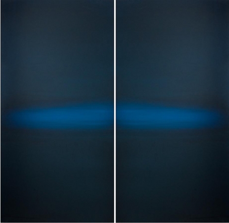 Meditation Blue Black, 2013, hand dyed anodized aluminum, 48 x 48 inches