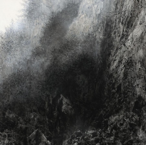 Cliff, 2012, natural and acrylic pigment on Japanese mulberry paper, 63.8 x 63.8 inches