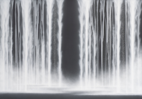 Waterfall, 2020, natural pigments on Japanese mulberry paper mounted on board, 71.6 x 102 inches/182 x 259 cm