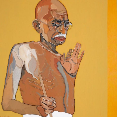 Gandhi, 2007, mixed media on canvas,&nbsp;60 x 60 inches/152.4 x 152.4 cm