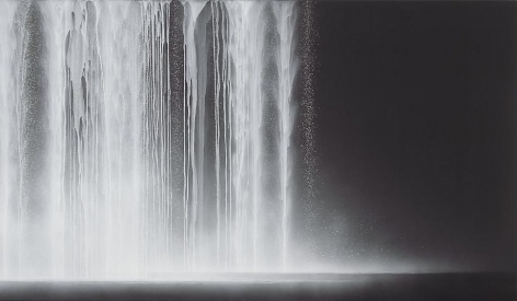 Hiroshi Senju, Waterfall, 2012, natural pigments on Japanese mulberry paper, 44 1/8 x 76 5/16 x 1 3/16 inches
