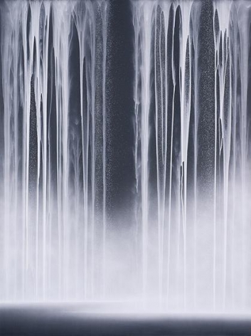 , Hiroshi Senju, Waterfall, 2014, acrylic and fluorescent pigments on Japanese mulberry paper, 102 x 76 5/16 inches/259.08 x 194 cm.
