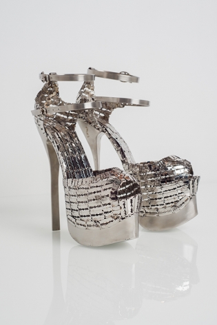 Her Stilettos 2, 2019, stainless steel, 9.5 x 7 x 6 inches/24.1 x 17.8 x 15.2 cm, Edition 2 of 3