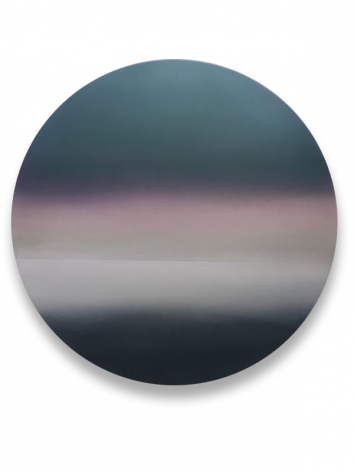 Miya Ando, Moon Purple Dark&nbsp;Green Shift 6.19.4.1, 2019, pigment, resin and urethane on aluminum, 48 x 48 inches/122&nbsp;x 122&nbsp;cm