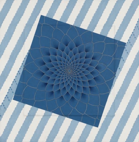 Blue Himalaya, 2015, stone pigment and Arabic gum on handmade Sanganer paper, 26 x 26 inches/66 x 66 cm