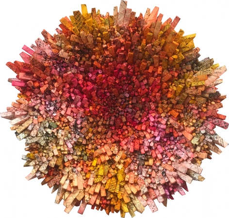 Aggregation 20&nbsp;- FE010, 2020, mixed media with Korean mulberry paper, 45.3&nbsp;inches/115.1 cm tondo