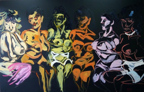 Tawan Wattuya, Papaya, Banana and Orange, 2013, acrylic and oil on canvas, 180 x 280 cm