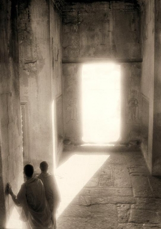 &quot;Monks in a Sunlight Doorway, Angkor Wat&quot;, Silver Gelatin Print, 24 x 20&quot;