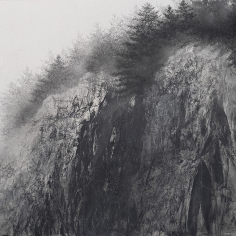Cliff, 2020, natural pigment and platinum on Japanese mulberry paper mounted on board, 51.3&nbsp;x 51.3&nbsp;inches/130 x 130 cm