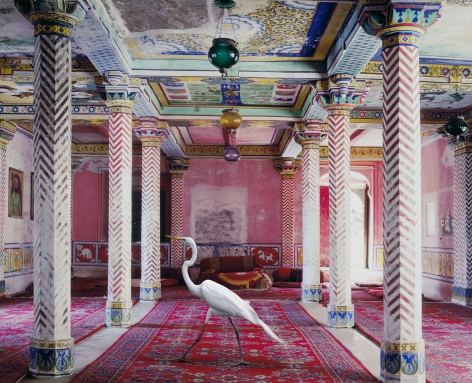 Karen Knorr, Flight to Freedom, Durbar Hall, Dungarpur, 2010, colour pigment print on Hahnemühle Fine Art Pearl Paper,&nbsp;23.6 x 30 inches/60 x 76 cm