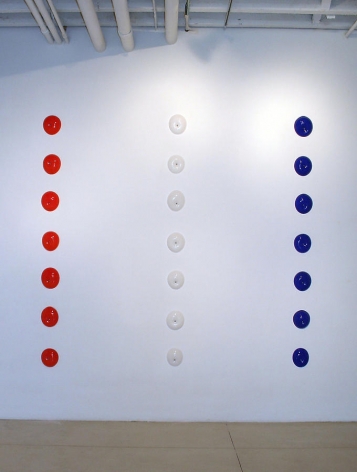 Michael Petry, The PAs, 2007, Glass, plastic rivets, and screws (21 pieces), dimensions variable