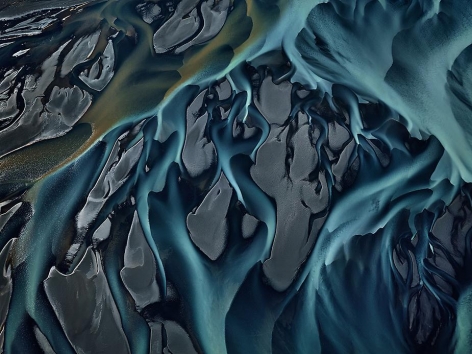 Edward Burtynsky, Thjorsa River #1, Iceland, 2012, Chromogenic color print, 48 x 64 inches. Photographs &copy; 2012 Edward Burtynsky