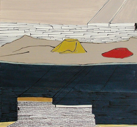 underwater cut, 2008, acrylic on panel, 14 x 15 inches