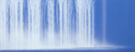 , Waterfall, 2013, natural pigments on Japanese mulberry paper, 35.8 x 91.9 inches