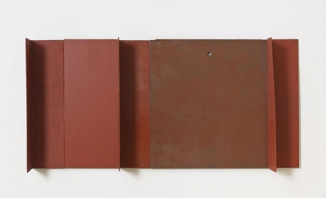 Untitled, 2011, rust preventive paint on steel, 12 x 25 inches