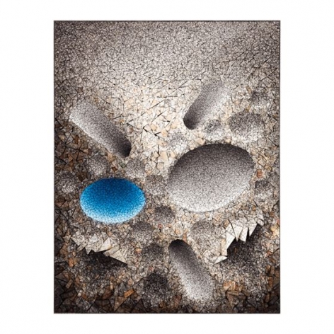 Chun Kwang Young, Aggregation 08 - JL016 Blue, 2008, mixed media with Korean mulberry paper, 57.5&nbsp;x 44.5&nbsp;inches/146 x 113 cm