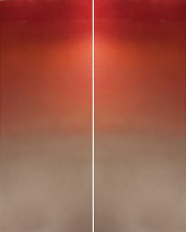 Meditation Red, 2013, patina, pigment, resin on aluminum, 24 x 60 inches each