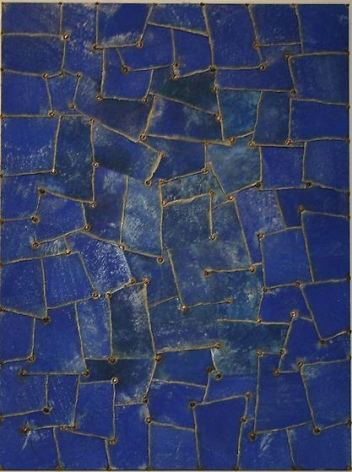 , Nathan Slate Joseph, Rajasthan Blue, 2006, pure color pigment on galvanized steel, 48 x 36 x 2 inches