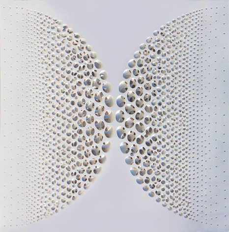 Kim Jae-Il, Vestige (collision-white), 2019, acrylic on fiberglass resin, 51.25 x 51.25 x 1.75 inches/130 x 130 x 4.5 cm