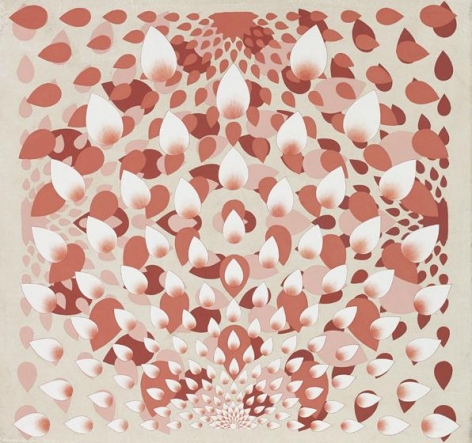 , Yantra, 2014, stone pigment and Arabic gum on handmade Sanganer paper, 26 x 26 inches/66 x 66 cm