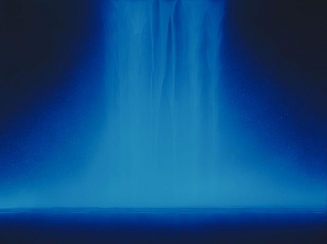 Hiroshi Senju, Falling Water, 2013, Acrylic and fluorescent pigments on Japanese mulberry paper, 38 3/16 x 51 5/16 inches &copy; 2013 Hiroshi Senju
