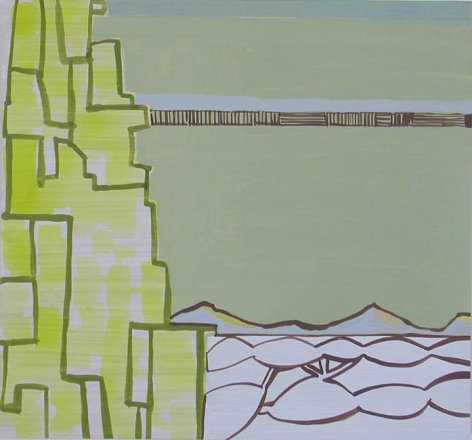 Frances Barth, big island greens, 2008, acrylic on panel, 14 x 15 inches
