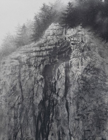 Cliff, 2020, natural pigment and platinum on Japanese mulberry paper mounted on board, 57.3&nbsp;x 44.1&nbsp;inches/145.5 x 112 cm